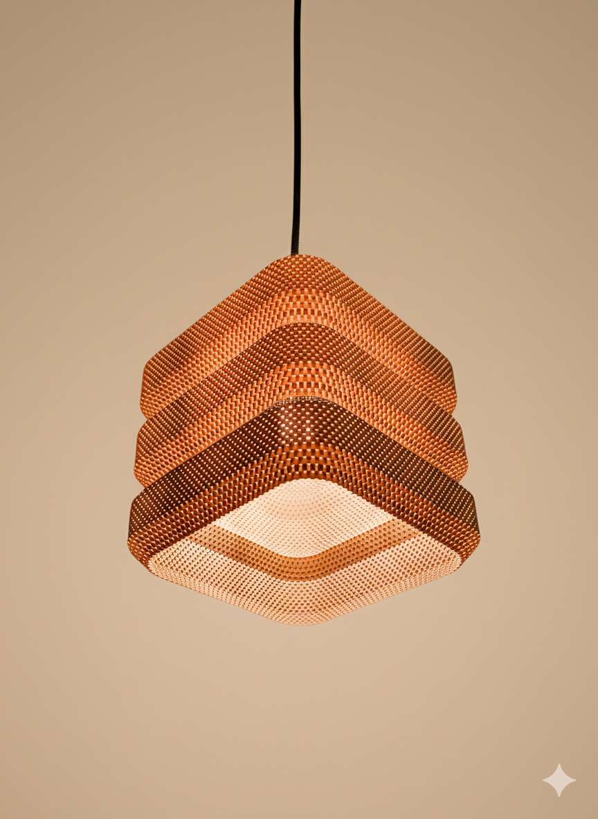 Lampa Wisząca Basket Trapezoid – Designerski Klosz 3D z Oprawą E27