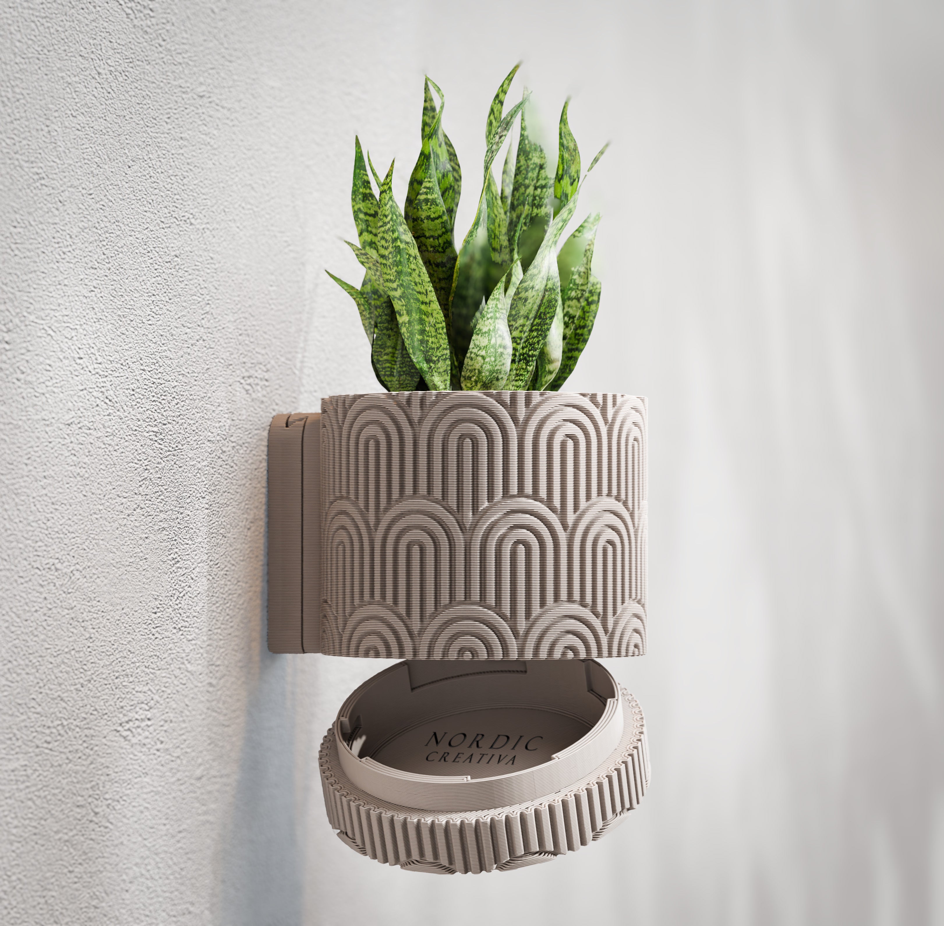 Wisząca Doniczka Ścienna Geometric Arc – Design 3D z Systemem Odpływowym