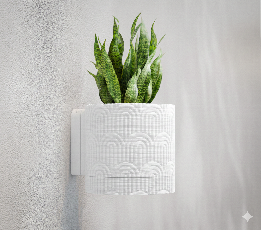 Wisząca Doniczka Ścienna Geometric Arc – Design 3D z Systemem Odpływowym