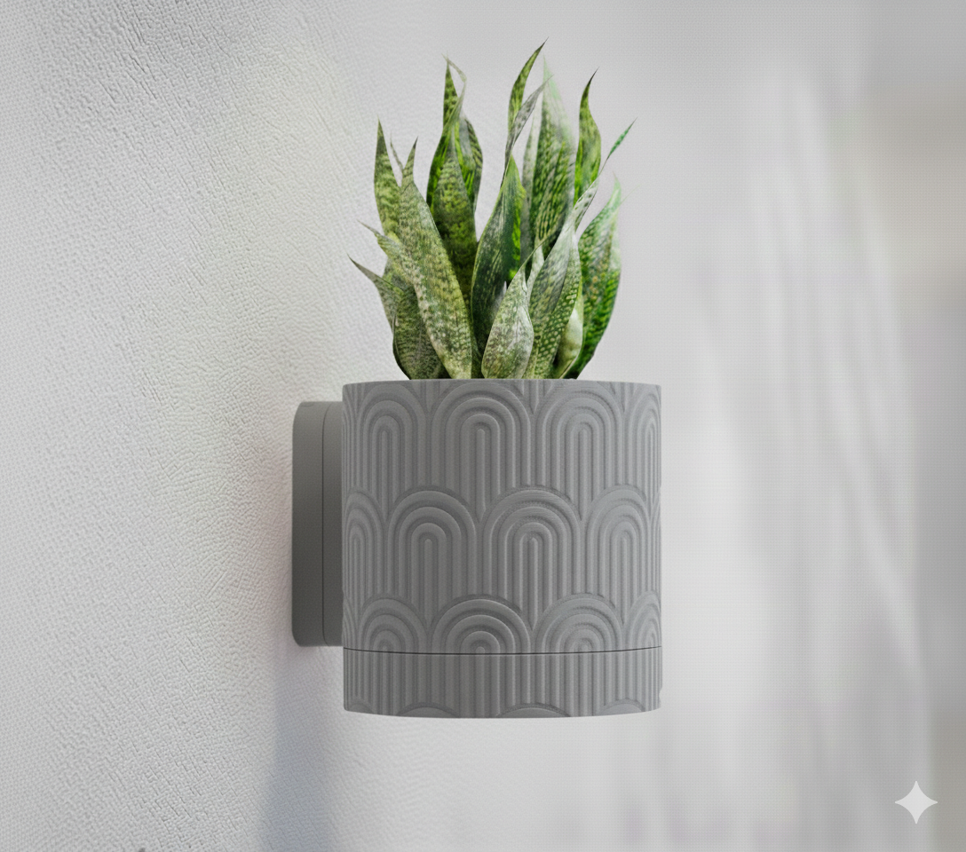 Wisząca Doniczka Ścienna Geometric Arc – Design 3D z Systemem Odpływowym