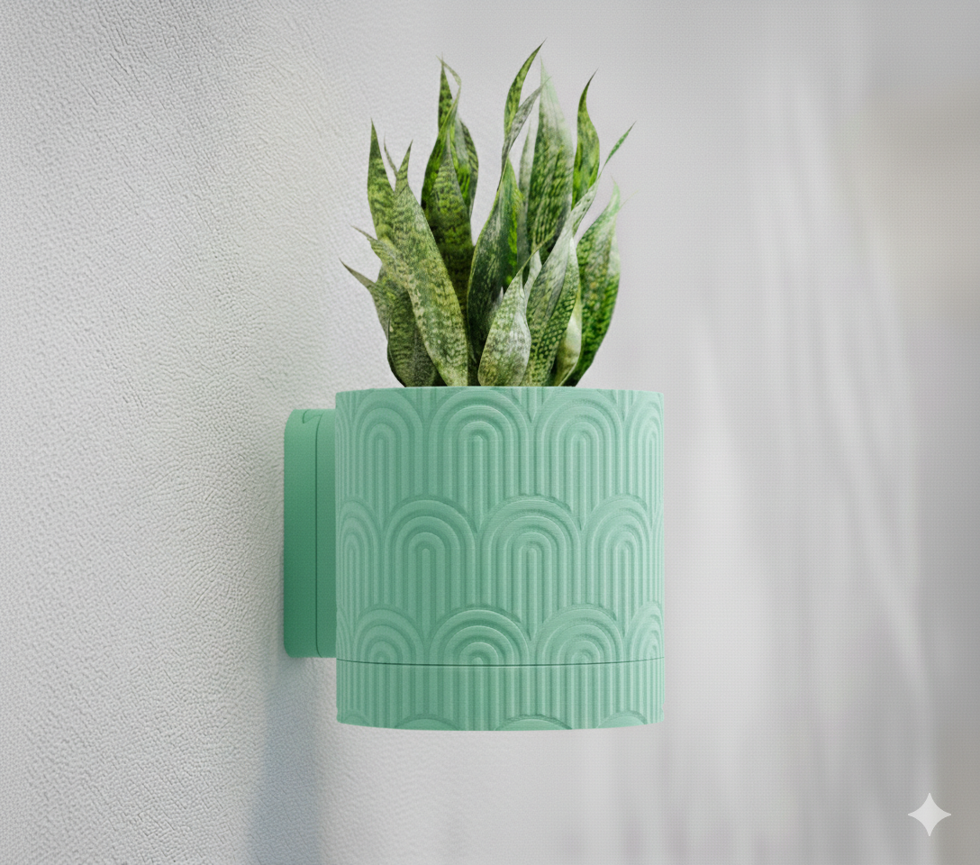 Wisząca Doniczka Ścienna Geometric Arc – Design 3D z Systemem Odpływowym