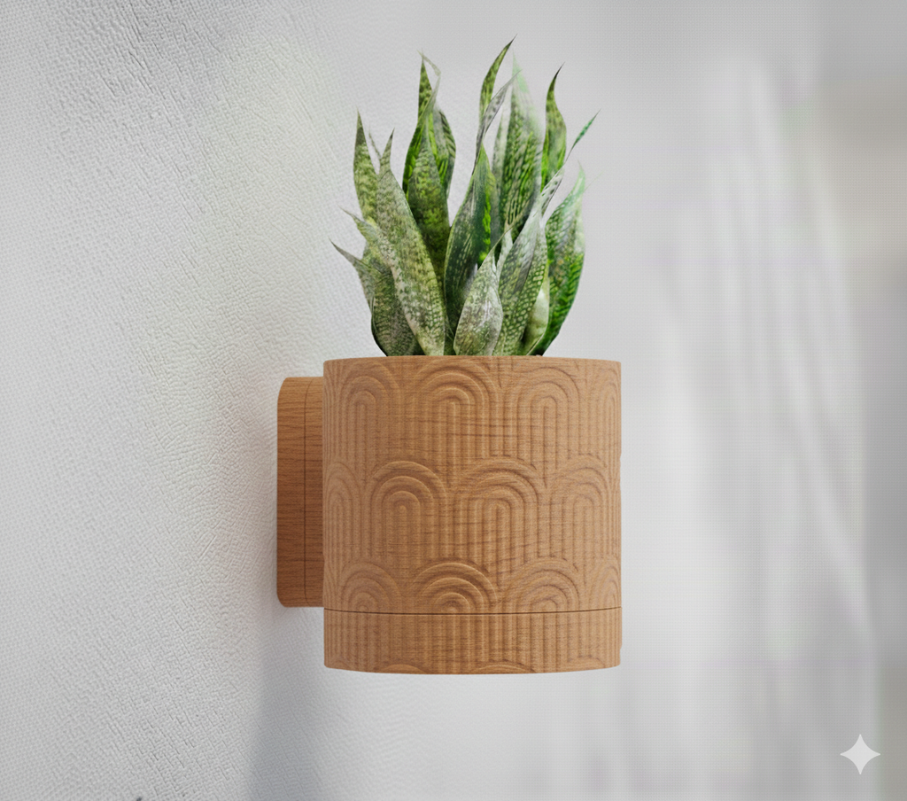 Wisząca Doniczka Ścienna Geometric Arc – Design 3D z Systemem Odpływowym