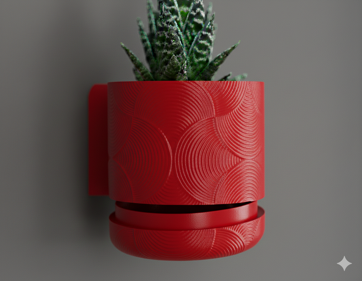 Wisząca Doniczka Ścienna Boho Mounted – Design 3D z Systemem Odpływowym