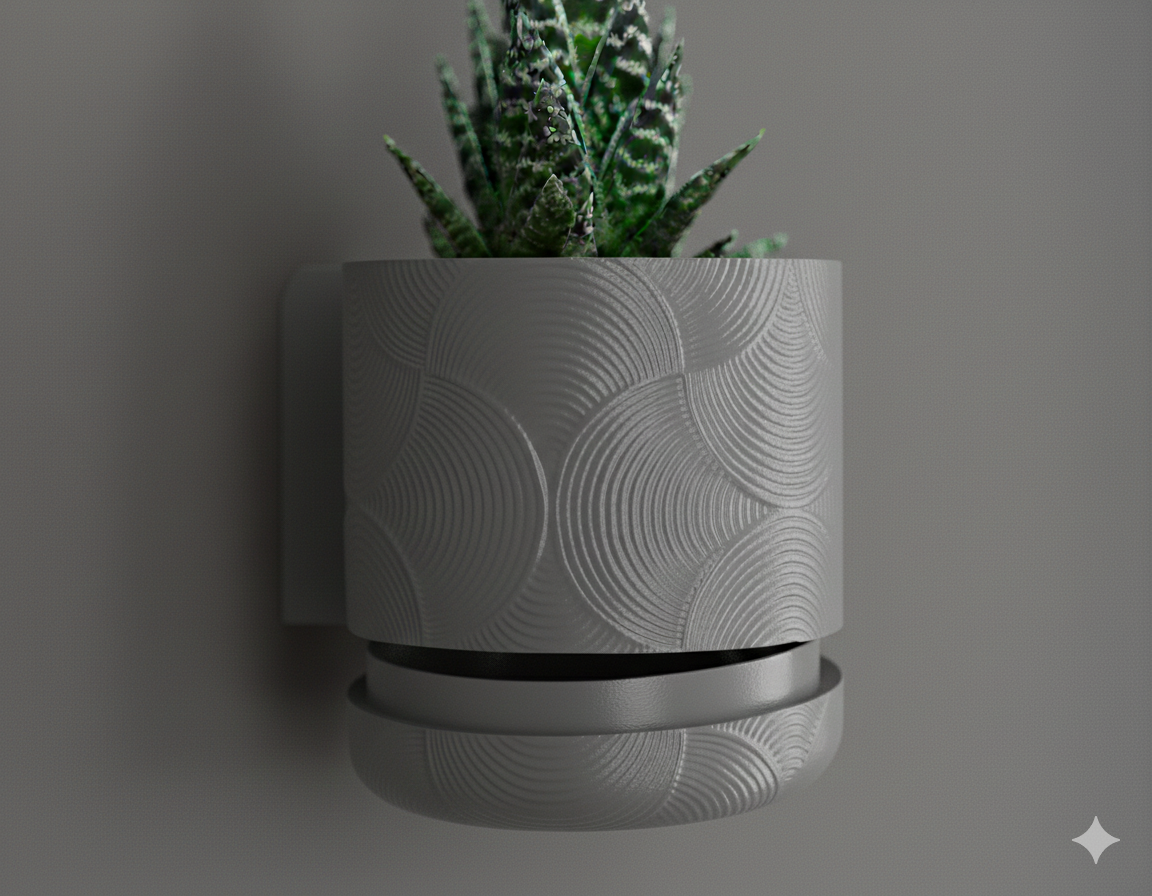 Wisząca Doniczka Ścienna Boho Mounted – Design 3D z Systemem Odpływowym