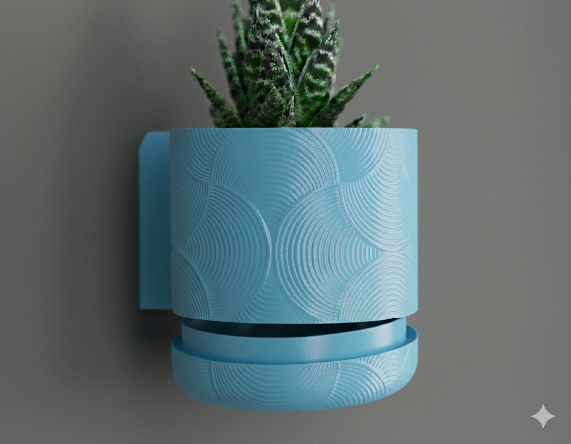 Wisząca Doniczka Ścienna Boho Mounted – Design 3D z Systemem Odpływowym