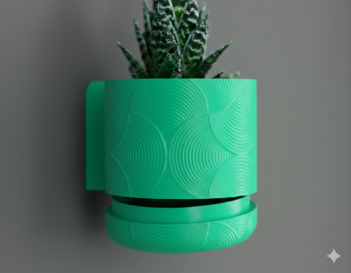 Wisząca Doniczka Ścienna Boho Mounted – Design 3D z Systemem Odpływowym