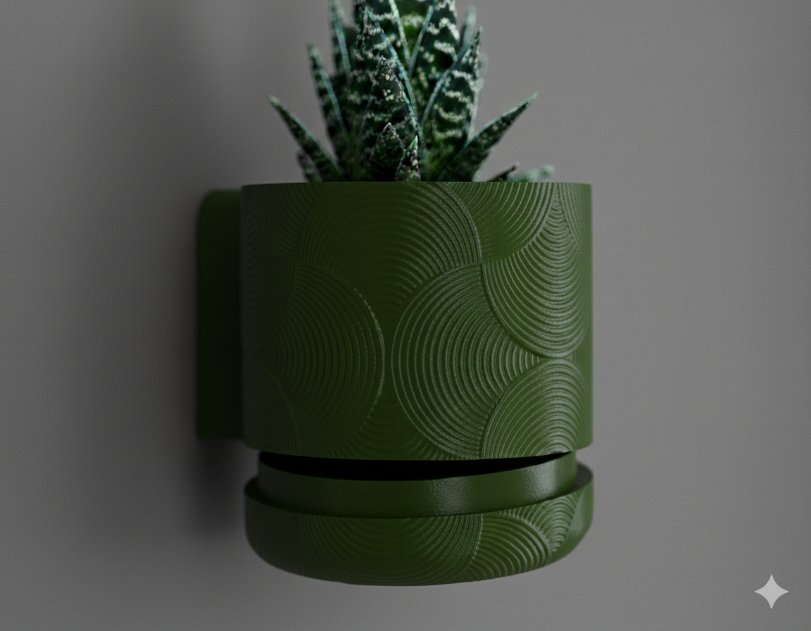 Wisząca Doniczka Ścienna Boho Mounted – Design 3D z Systemem Odpływowym