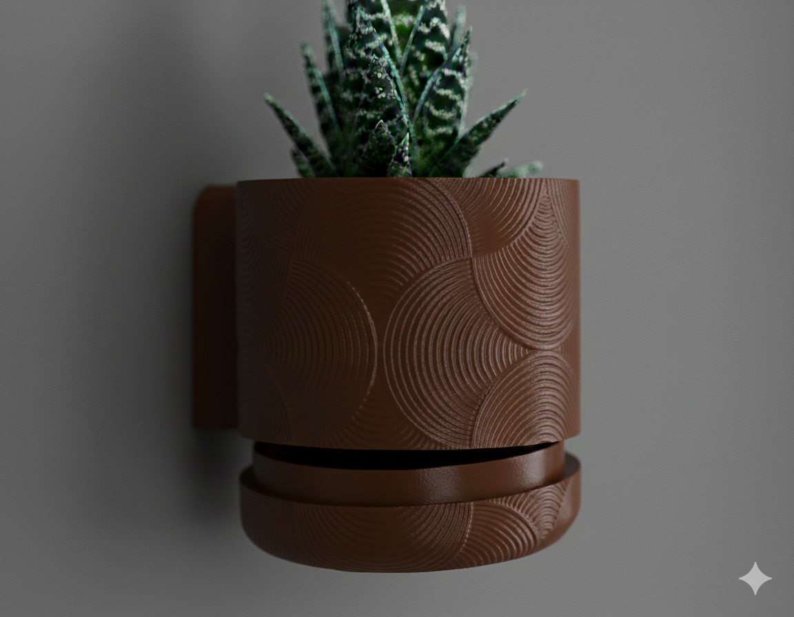 Wisząca Doniczka Ścienna Boho Mounted – Design 3D z Systemem Odpływowym