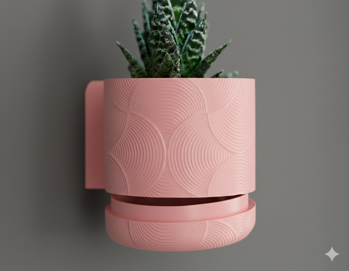 Wisząca Doniczka Ścienna Boho Mounted – Design 3D z Systemem Odpływowym