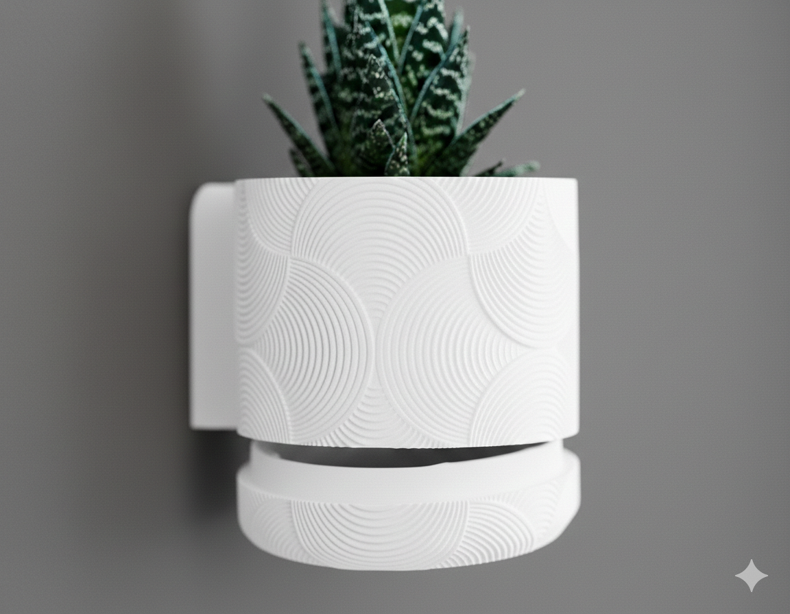 Wisząca Doniczka Ścienna Boho Mounted – Design 3D z Systemem Odpływowym