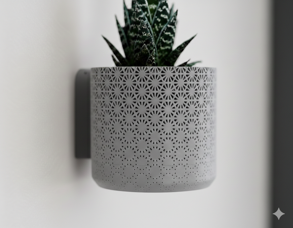 Wisząca Doniczka Ścienna Fading Kumiko – Design 3D z Systemem Odpływowym