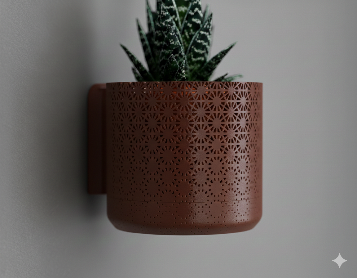 Wisząca Doniczka Ścienna Fading Kumiko – Design 3D z Systemem Odpływowym