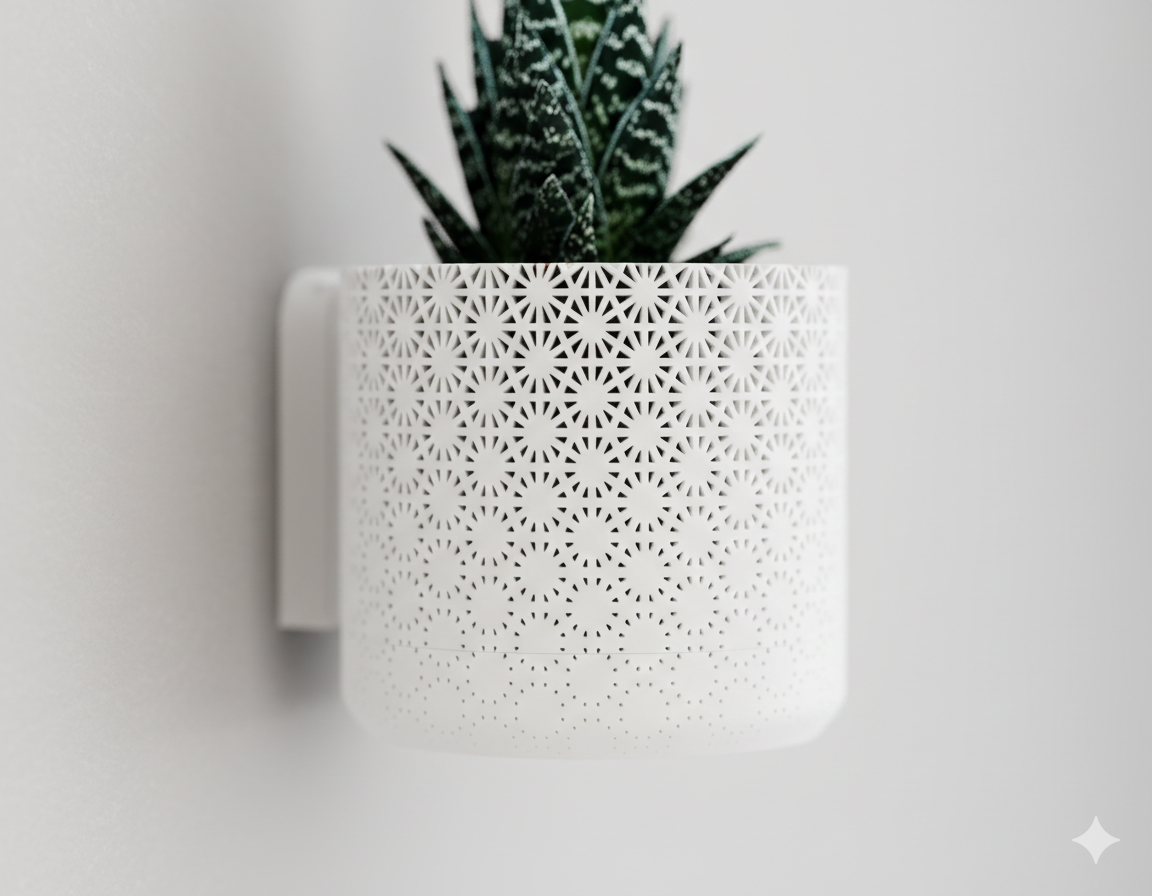 Wisząca Doniczka Ścienna Fading Kumiko – Design 3D z Systemem Odpływowym