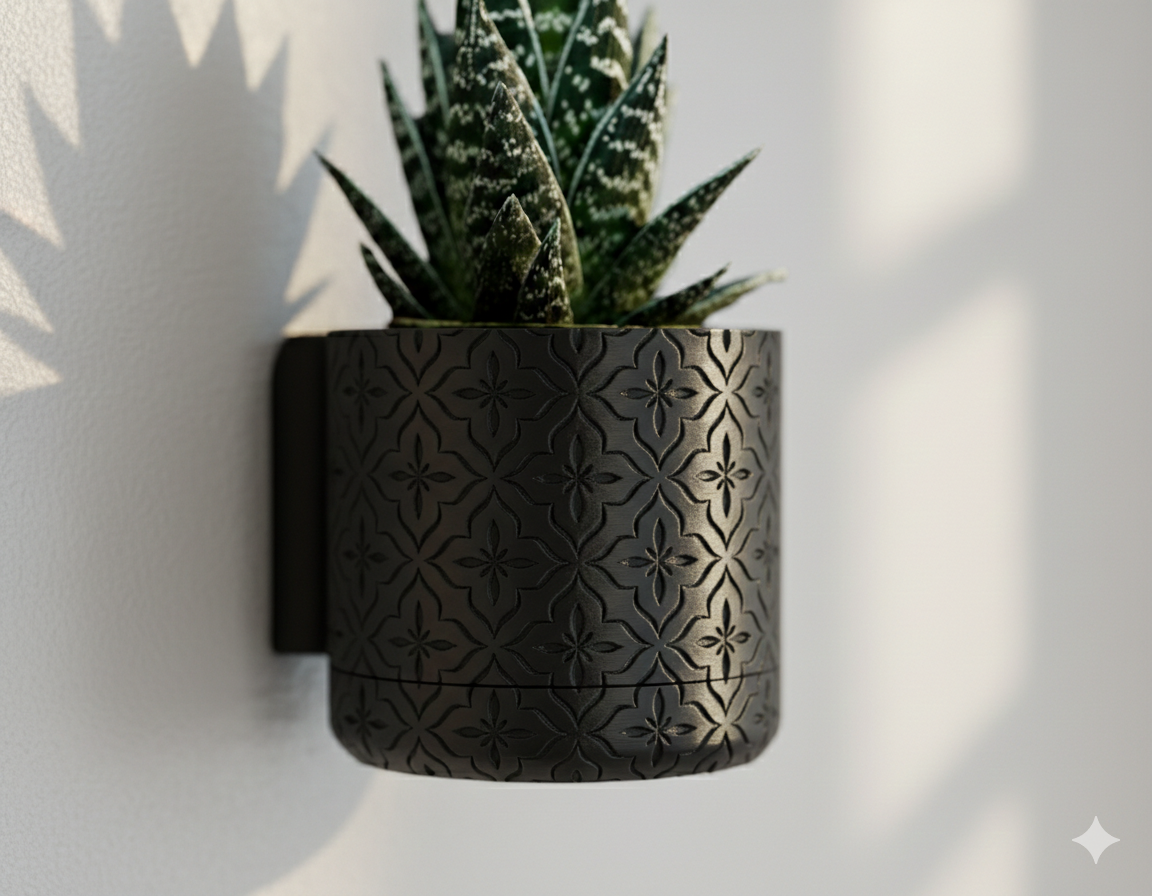 Wisząca Doniczka Ścienna Floral – Design 3D z Systemem Odpływowym