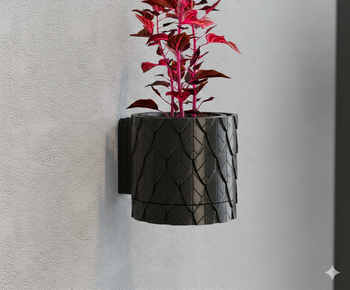 Wisząca Doniczka Ścienna Leaf – Projekt 3D z Systemem Odpływowym