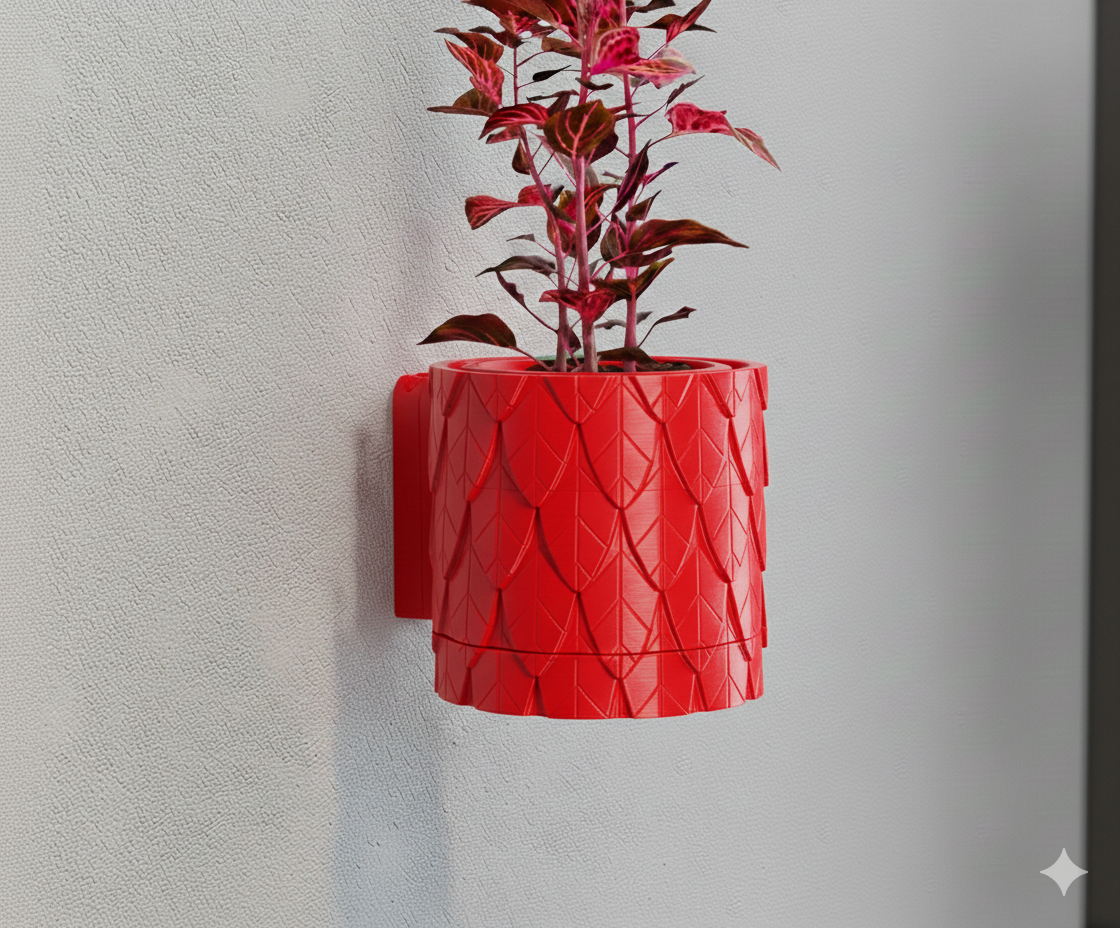 Wisząca Doniczka Ścienna Leaf – Projekt 3D z Systemem Odpływowym