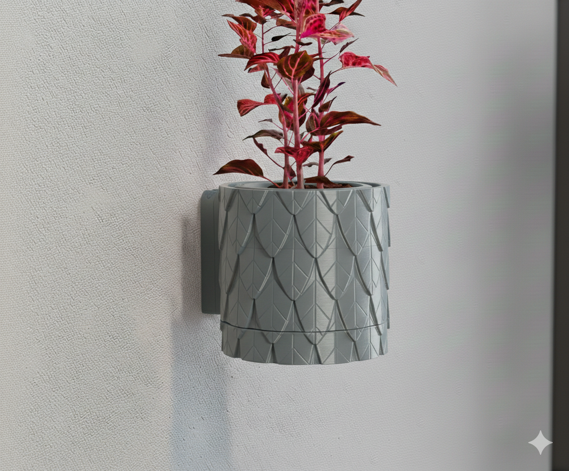 Wisząca Doniczka Ścienna Leaf – Projekt 3D z Systemem Odpływowym