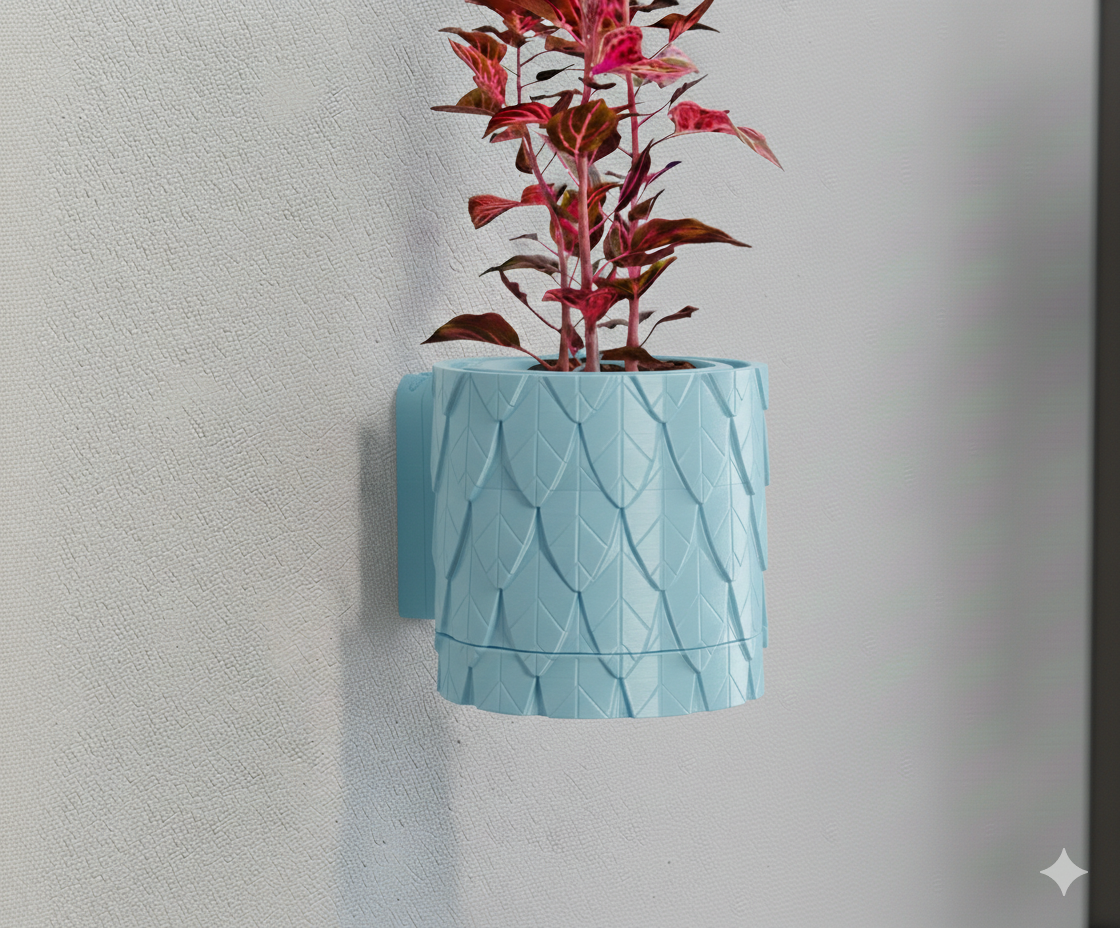 Wisząca Doniczka Ścienna Leaf – Projekt 3D z Systemem Odpływowym