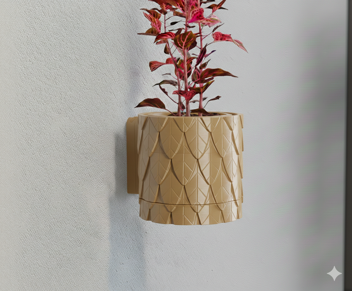 Wisząca Doniczka Ścienna Leaf – Projekt 3D z Systemem Odpływowym