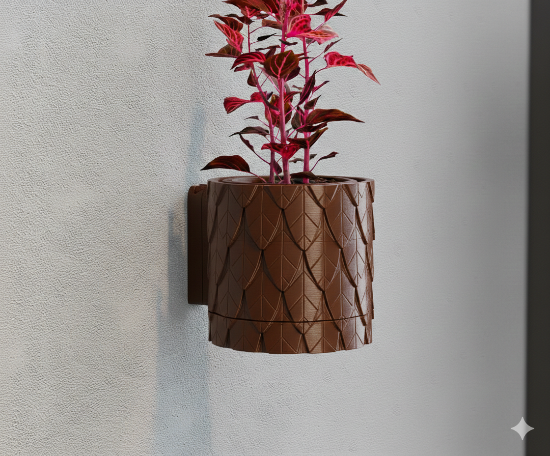 Wisząca Doniczka Ścienna Leaf – Projekt 3D z Systemem Odpływowym