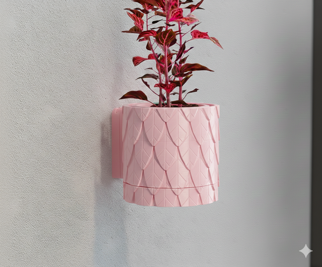 Wisząca Doniczka Ścienna Leaf – Projekt 3D z Systemem Odpływowym