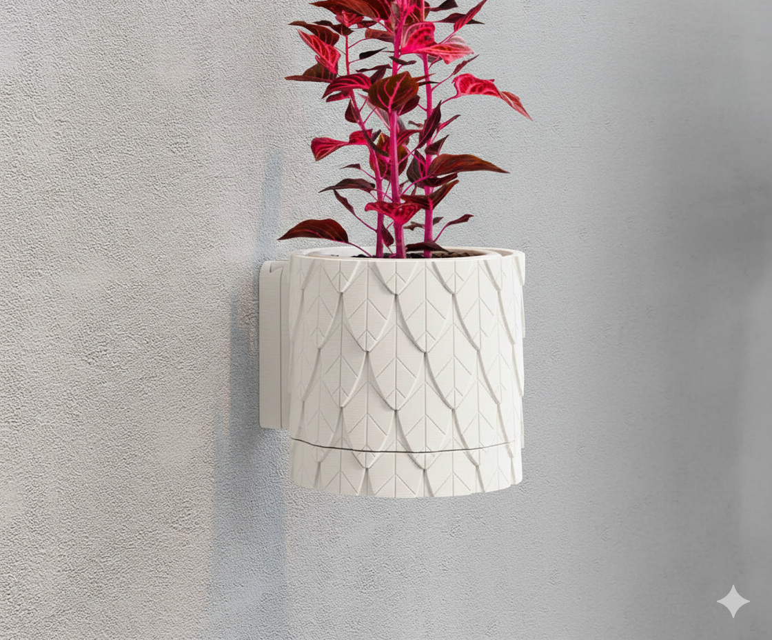 Wisząca Doniczka Ścienna Leaf – Projekt 3D z Systemem Odpływowym