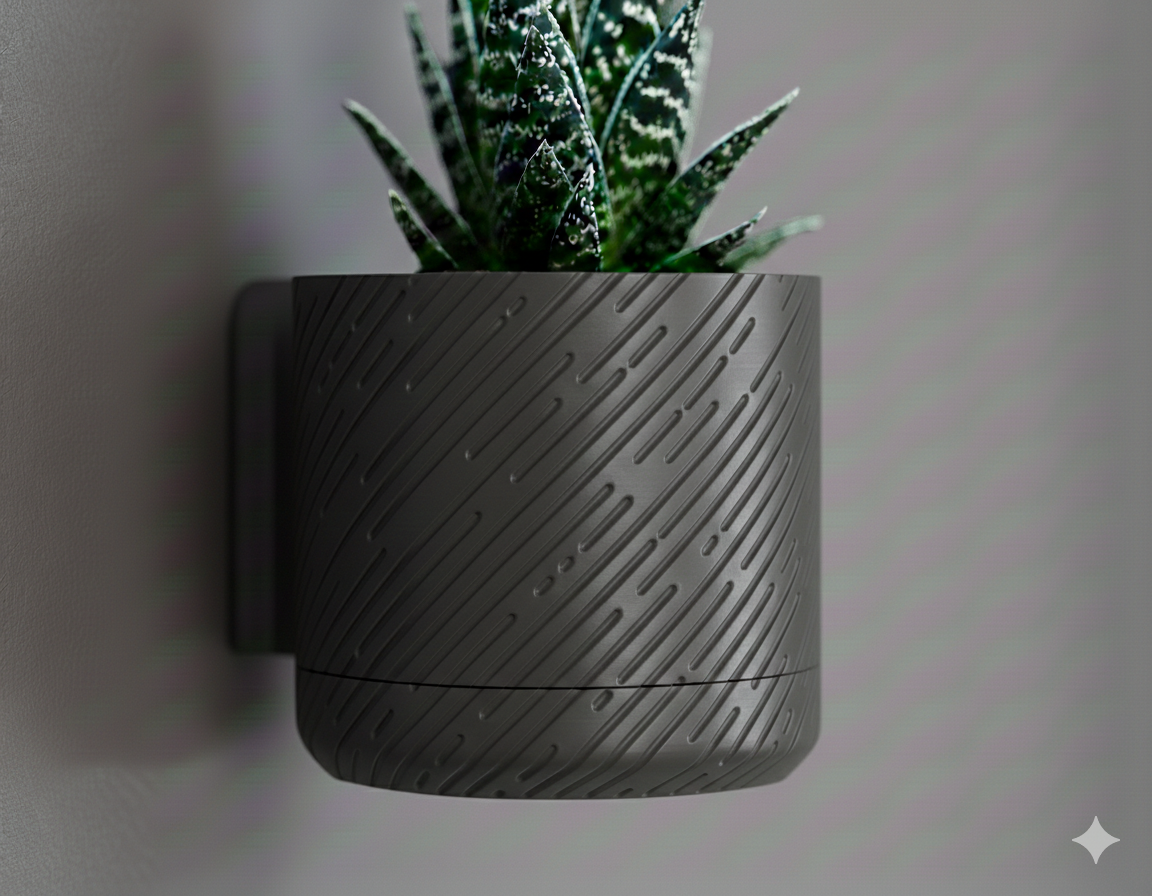 Wisząca Doniczka Ścienna Mounted Classic – Design 3D z Systemem Odpływowym