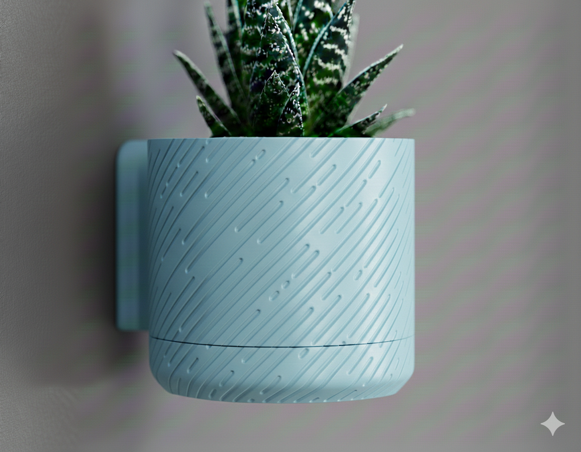 Wisząca Doniczka Ścienna Mounted Classic – Design 3D z Systemem Odpływowym